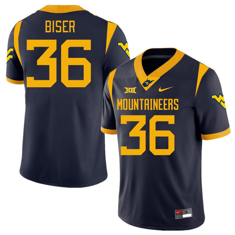 Men #36 Caden Biser West Virginia Mountaineers College 2024 New Uniforms Football Jerseys Stitched S